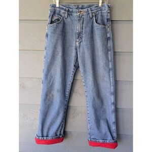 Vintage Wrangler Rugged Wear Jeans Mens 32x30 Insulated Fleece Lined Straight
